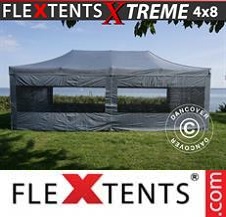 Faltzelt Flextents Pro Xtreme 4x8m Grau, mit 6 wänden