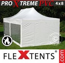 Faltzelt Flextents Pro Xtreme 4x8m Weiß, mit 6 Wänden