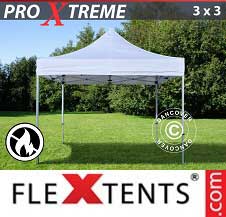 Faltzelt Flextents Pro Xtreme 3x3m Weiß, Flammenhemmend