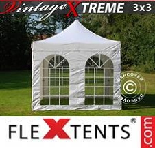 Faltzelt Flextents Pro Xtreme 3x3m Weiß, mit 4 wänden