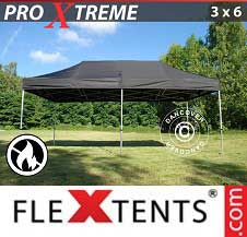 Faltzelt Flextents Pro Xtreme 3x6m Schwarz, Flammenhemmend