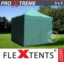 Faltzelt Flextents Pro Xtreme 3x3m Grün, mit 4 wänden