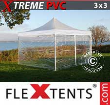 Faltzelt Flextents Pro Xtreme 3x3m Transparent, mit 4 Wänden