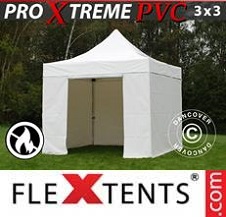Faltzelt Flextents Pro Xtreme 3x3 m, Weiß inkl. 4 Wänden
