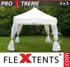 Faltzelt Flextents Pro Xtreme 3x3m Weiß, mit 4 Vorhänge